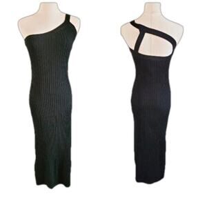 Little Lies Black Ribbed Knit Sleeveless Midi Dress Small/medium